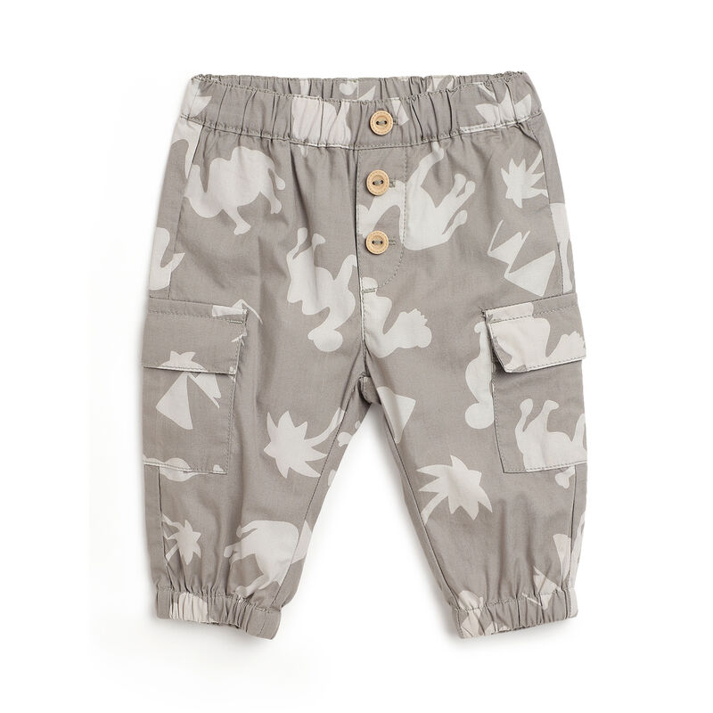 Boys Medium Grey Printed Long Trousers image number 0